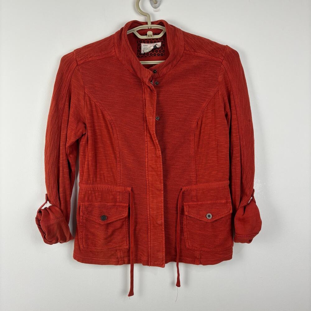 Anthropologie Saturday Sunday Cotton Jacket Brick Red Medium *flaw